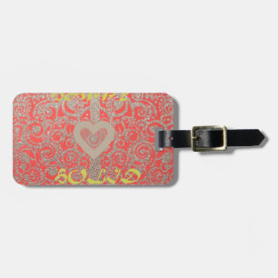 Glad helg Red Glitter hjärtkonstruktion Bagagebricka