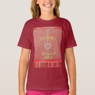 Glad helg Red Glitter hjärtkonstruktion Tee Shirt