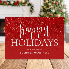 Glad helg Red Glitter Modern Business Julkort