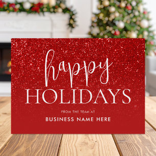 Glad helg Red Glitter Modern Business Julkort
