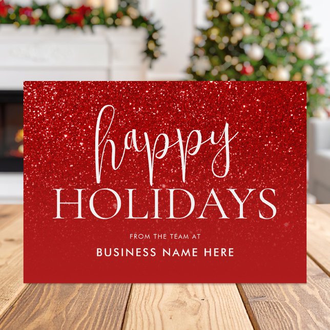 Glad helg Red Glitter Modern Business Julkort (Skapare uppladdad)