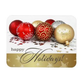 Glad helg. Red Guld Baubles Gift Magnet