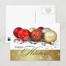 Glad helg. Red Guld Baubles Helg Vykort