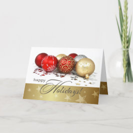 Glad helg. Red Guld Baubles Helgkort