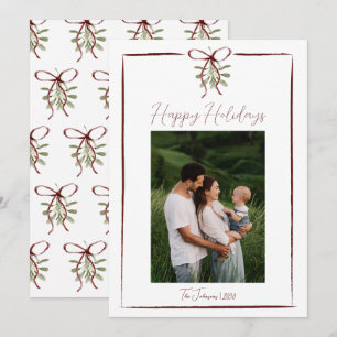 Glad helg Red Hand plockade Bow Winter Photo Inbjudningar