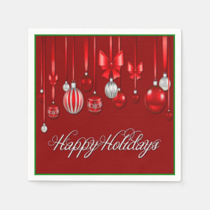 Glad helg Red jul Ornament Napkins Pappersservett