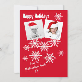 Glad helg red och snöflingor julkort