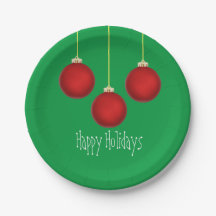 Glad helg Red Ornaments Papper Plate