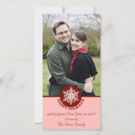 Glad helg Red Papper Snowflake 4x8 Julkort