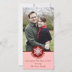 Glad helg Red Papper Snowflake 4x8 Julkort