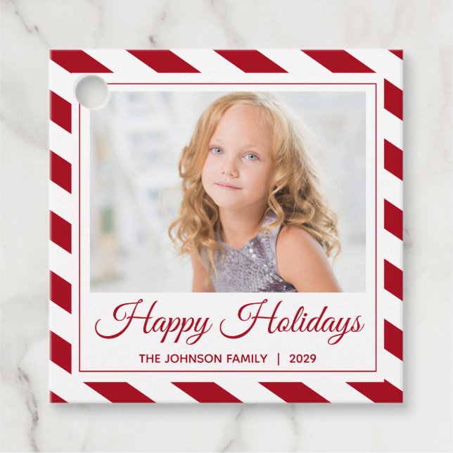 Glad helg |Red| Personlig Photo Gift Gåvor Etiketter (Framsida)