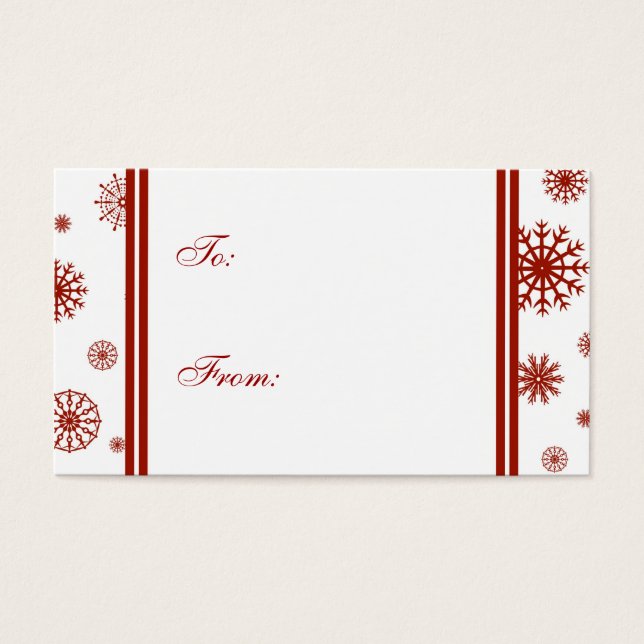 Glad helg Red Snöflingor Gift Märkres Visitkort (Framsidan)