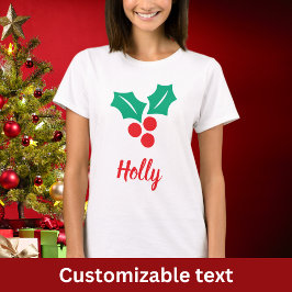 Glad helg Red White Grönt Holly-eget namn T Shirt