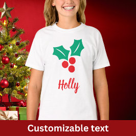 Glad helg Red White Grönt Holly-eget namn T Shirt