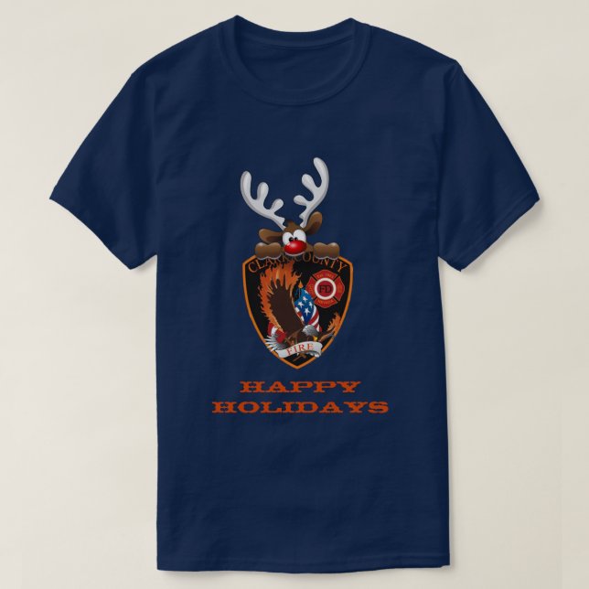 Glad helg Reindeer Clark County Nevada Fire Tee (Design framsida)