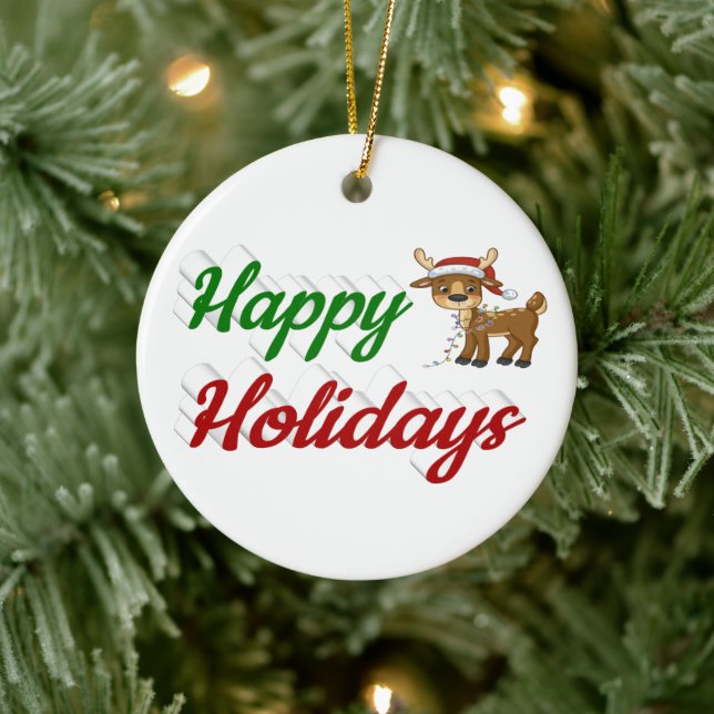 Glad helg Reindeer, julskript Julgransprydnad Keramik (Träd)