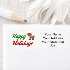 Glad helg Reindeer, julskript Returadress Etikett