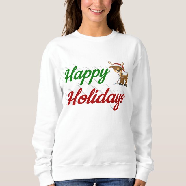 Glad helg Reindeer, julskript T Shirt (Framsida)