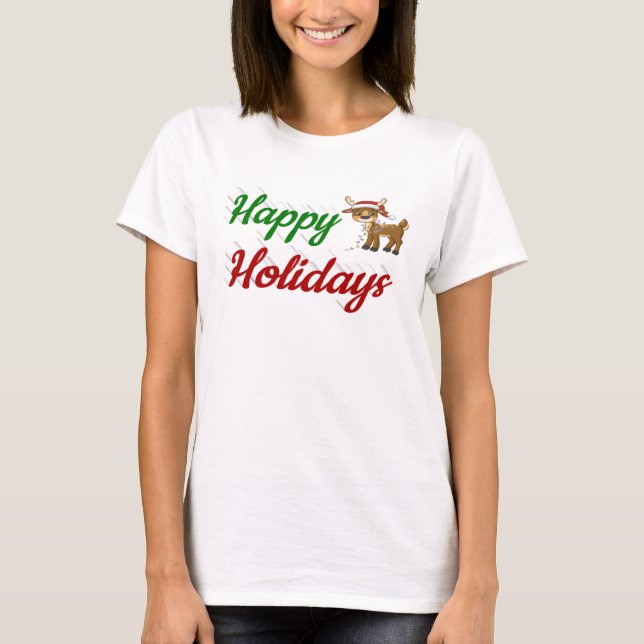 Glad helg Reindeer, julskript T Shirt (Framsida)
