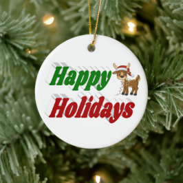 Glad helg Reindeer jultypografi Julgransprydnad Keramik