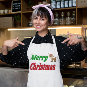 Glad helg Reindeer jultypografi Långt Förkläde