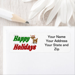 Glad helg Reindeer jultypografi Returadress Etikett