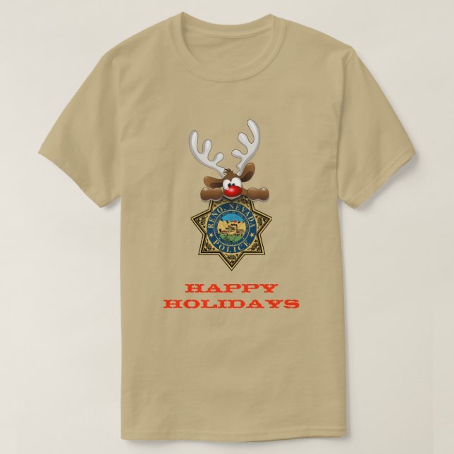 Glad helg Reindeer Reno Nevada Police Tee (Design framsida)
