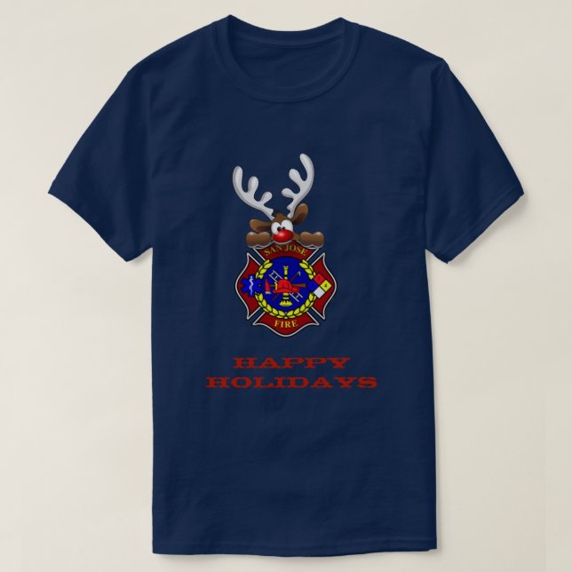 Glad helg Reindeer San Jose Fire Department T Shirt (Design framsida)