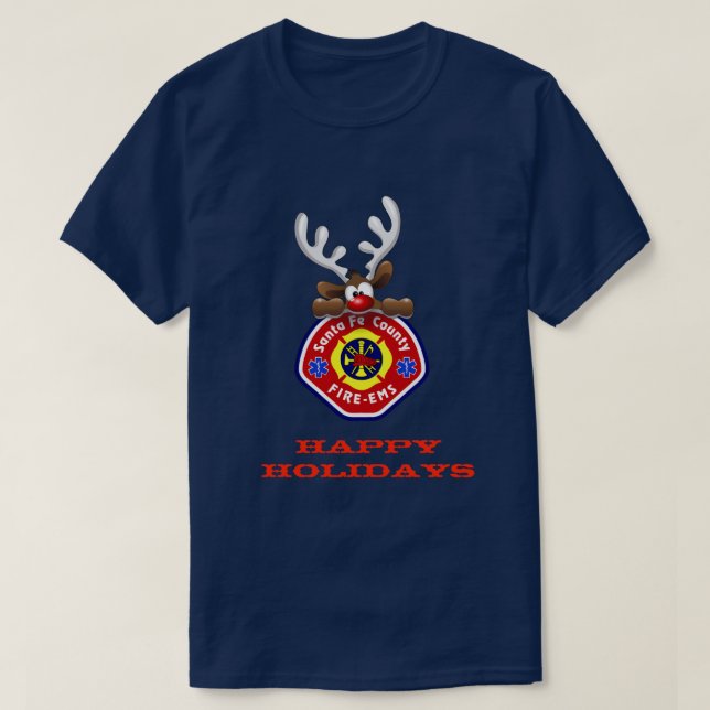 Glad helg Reindeer Santa Fe County Fire-EMS Tee (Design framsida)