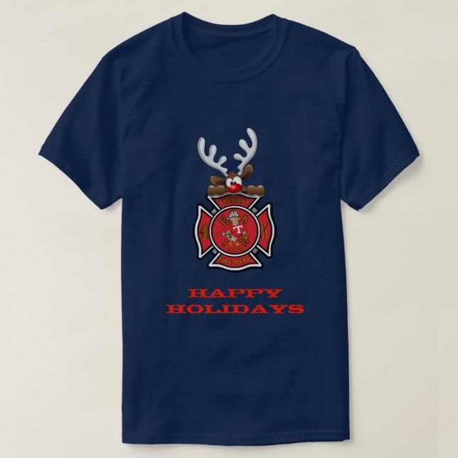 Glad helg Reindeer Tremont Fire Department Tröja (Design framsida)