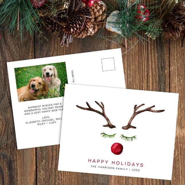 Glad helg Reindeer Watercolor Photo jul (Skapare uppladdad)