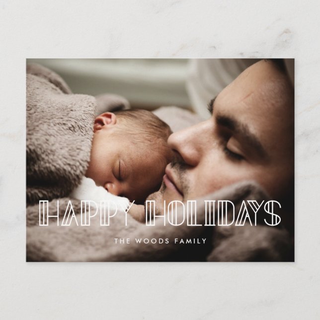 Glad helg Retro art deco-skriptfoto Vykort (Framsida)