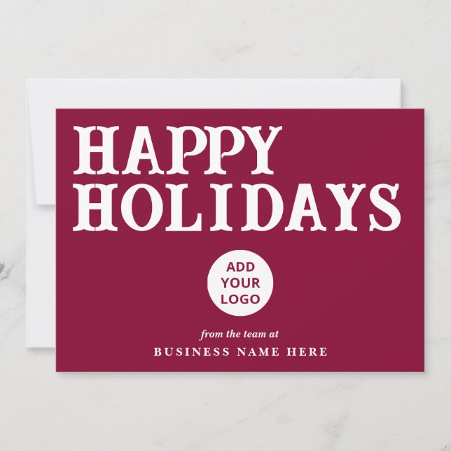 Glad helg Retro Burgundy Business Logotyp Julkort (Framsida)