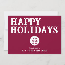 Glad helg Retro Burgundy Business Logotyp Julkort