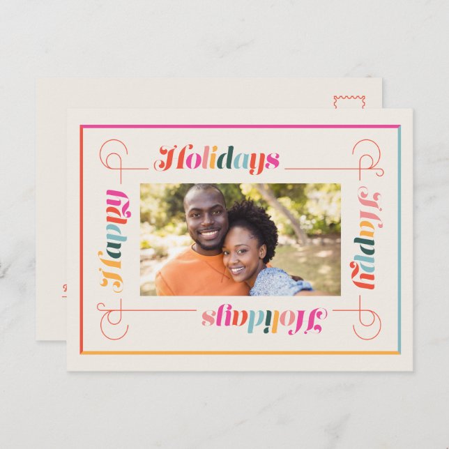 Glad helg Retro julkort Helgdag (Fram/baksida)