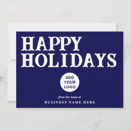 Glad helg Retro Navy Blue Business Logotyp Julkort