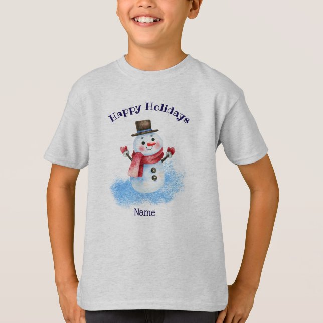 Glad helg Retro Snögubbe, Ungdom XS - XL T Shirt (Framsida)