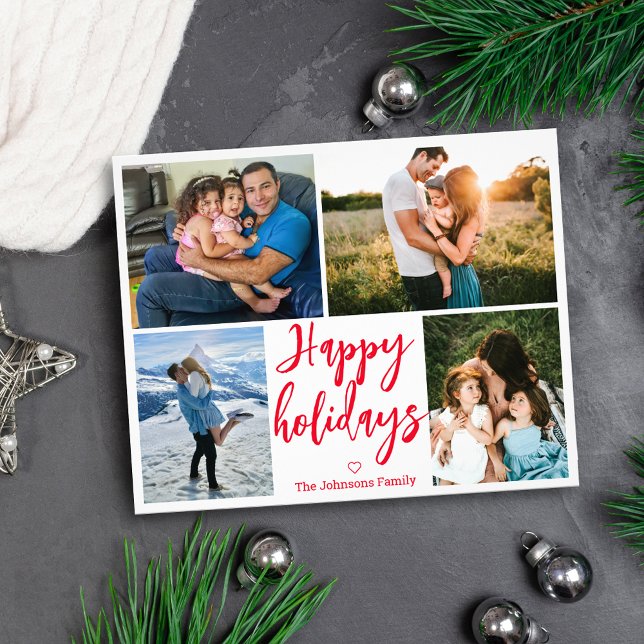 glad helg röd handskrift 4 fotokollage flygblad (Skapare uppladdad)