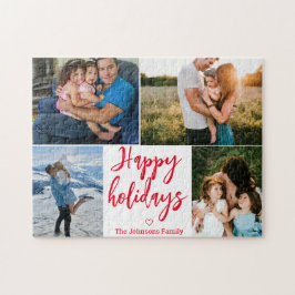 glad helg röd kalligrafi 4 fotokollage pussel