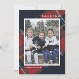 Glad helg Röd Karo Jul Anpassad Foto Julkort