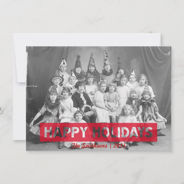 glad helg röd omvänd text julkort (Framsida)