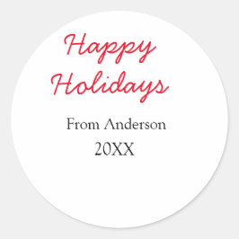 Glad helg röd svart kärlek-familjen namn år Chri Runt Klistermärke