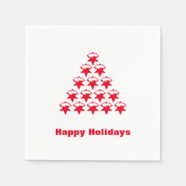 Glad helg röd vit snö Stars Träd papper Pappersservett