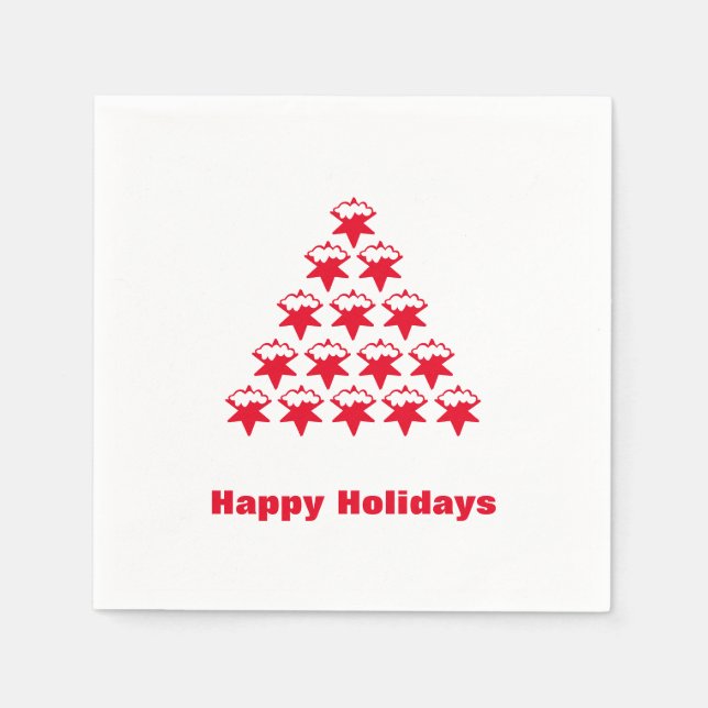 Glad helg röd vit snö Stars Träd papper Pappersservett (Framsidan)