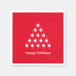 Glad helg röd vit snö Stars Träd papper Pappersservett