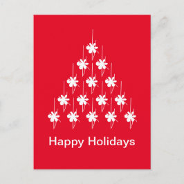 Glad helg röd vit snö Stars Träd Vykort