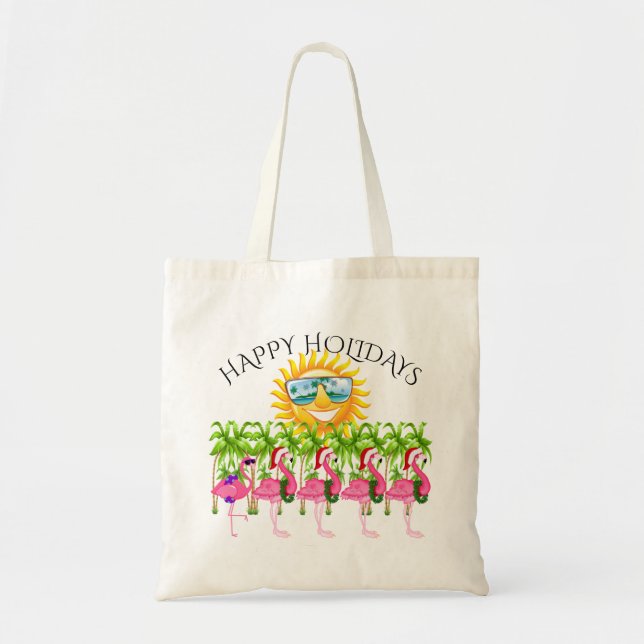 Glad helg Rosa Flamingo Tote #holiz Tygkasse (Framsidan)