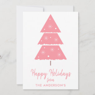 Glad helg Rosa Julgran Snöflingor Julkort