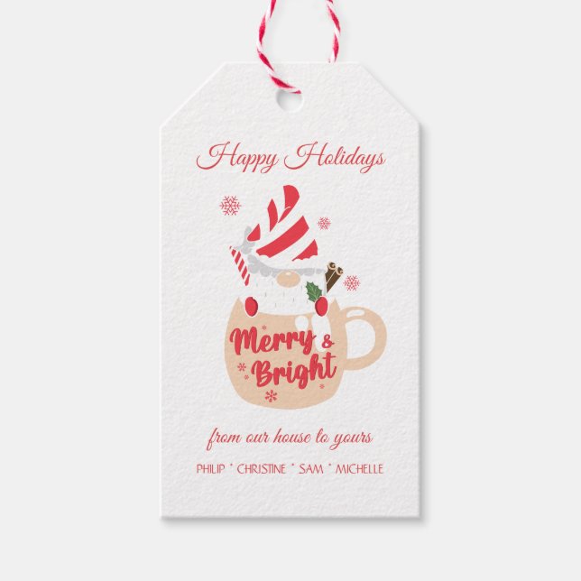 Glad helg - Rosa Mugg Hett Cocoa Merry & Bright Presentetikett (Framsidan)