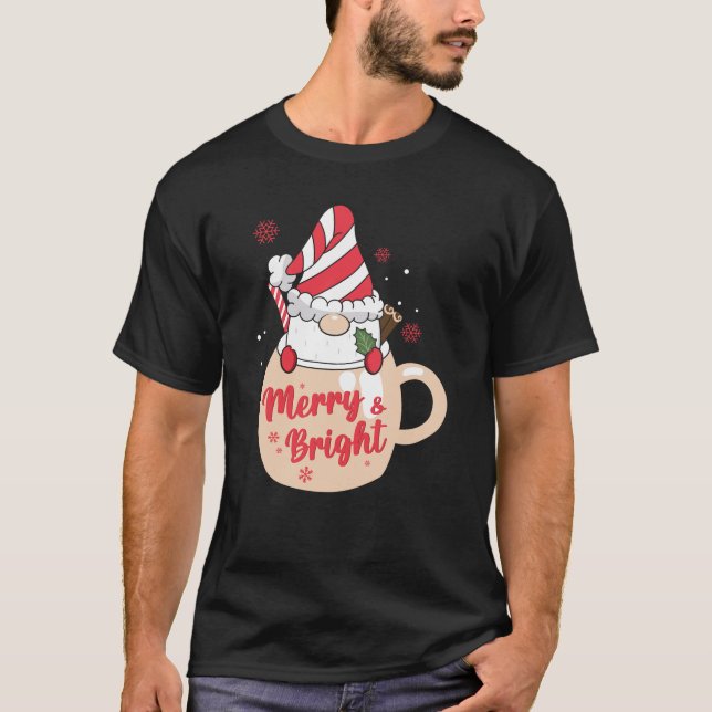 Glad helg - Rosa Mugg Hett Cocoa Merry & Bright T Shirt (Framsida)